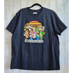 Super Mario Bros Graphic Shirt Size 2XL Mario Bowser Nintendo Luigi Peach Black